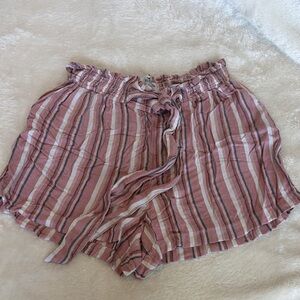 Hollister Pink and White Striped Shorts | Size M